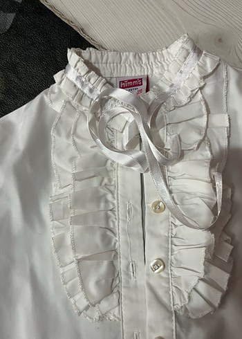 Beyaz Fırfırlı Kısa Kollu kız Gömlek - Görsel 4