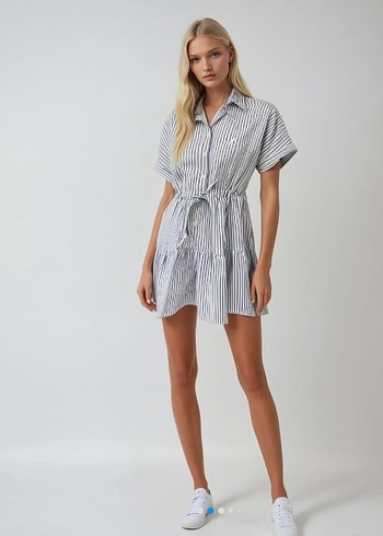 Beymen Club Beymen Club Poplin Kumaş Çizgili elbise