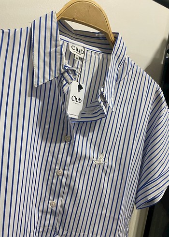l Beden mavi Renk Beymen Club Poplin Kumaş Çizgili elbise