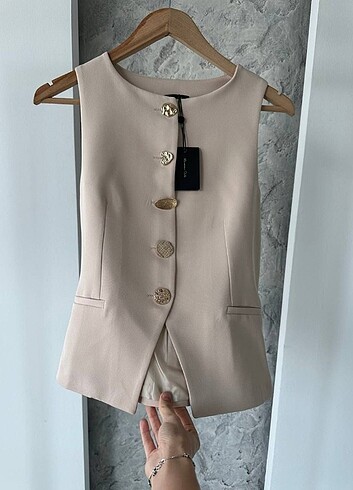 s Beden Massimo Dutti Kadın Pamuklu Altın düğmeli Yelekler Yeni Renkler