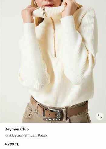 m Beden Beymen yün kadın beyaz sweatshirt
