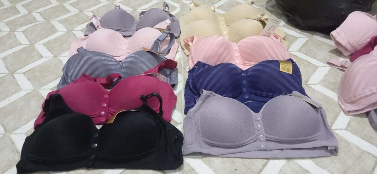 Gri ve Mavi Düz ve düğmeli Renkli  Sütyenler - Görsel 2