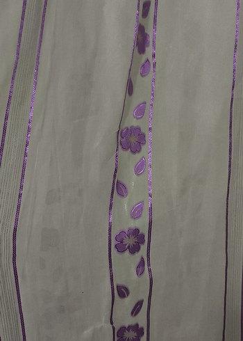 Mor Nakışlı beyaz Perde - Görsel 3