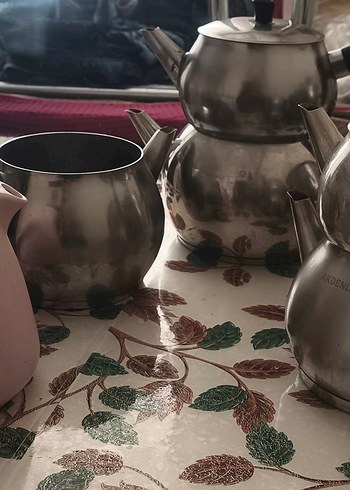 Pastel Pembe Kulplu Çelik Çaydanlık - Görsel 5