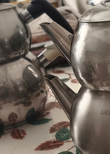 Pastel Pembe Kulplu Çelik Çaydanlık - Görsel 6