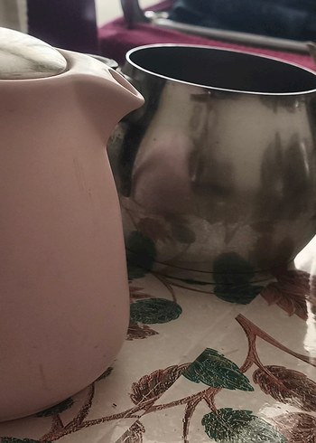 Pastel Pembe Kulplu Çelik Çaydanlık - Görsel 7