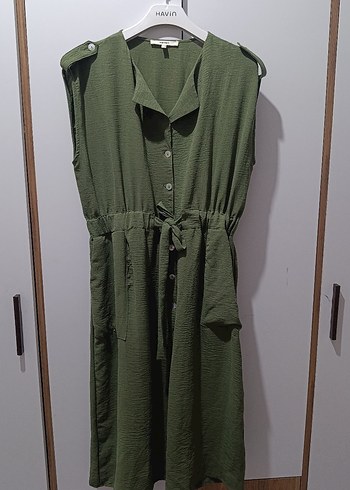 Kadın Keten Düğmeli Uzun Tulum - Görsel 2