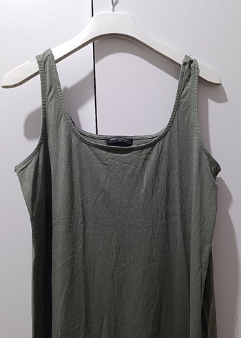 Kolsuz Salaş Haki Uzun Elbise - Görsel 2