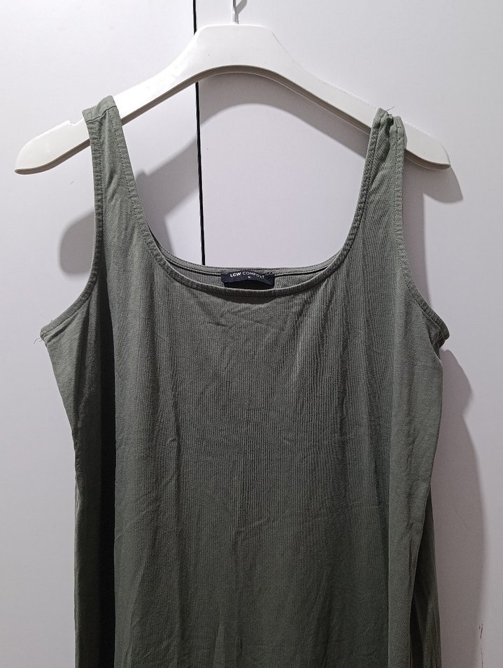 Kolsuz Salaş Haki Uzun Elbise - Görsel 2