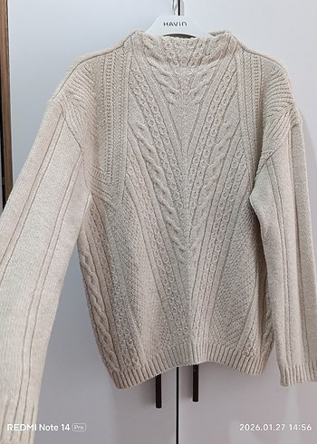 Bej Kadın Triko Kazak Uzun Kollu - Görsel 2