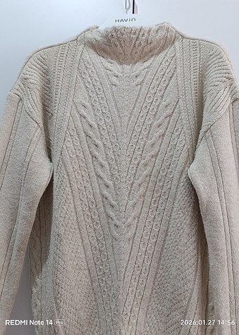 Bej Kadın Triko Kazak Uzun Kollu - Görsel 4