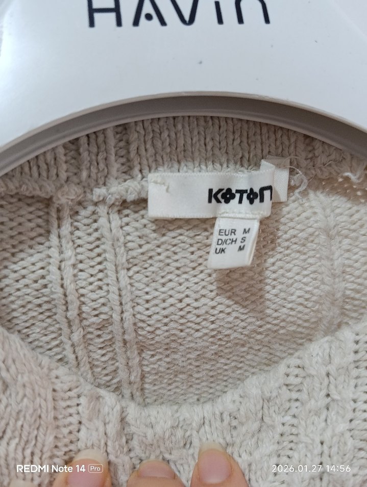 Bej Kadın Triko Kazak Uzun Kollu - Görsel 3