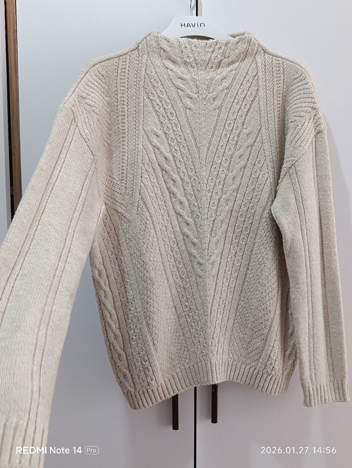 Bej Kadın Triko Kazak Uzun Kollu - Görsel 2