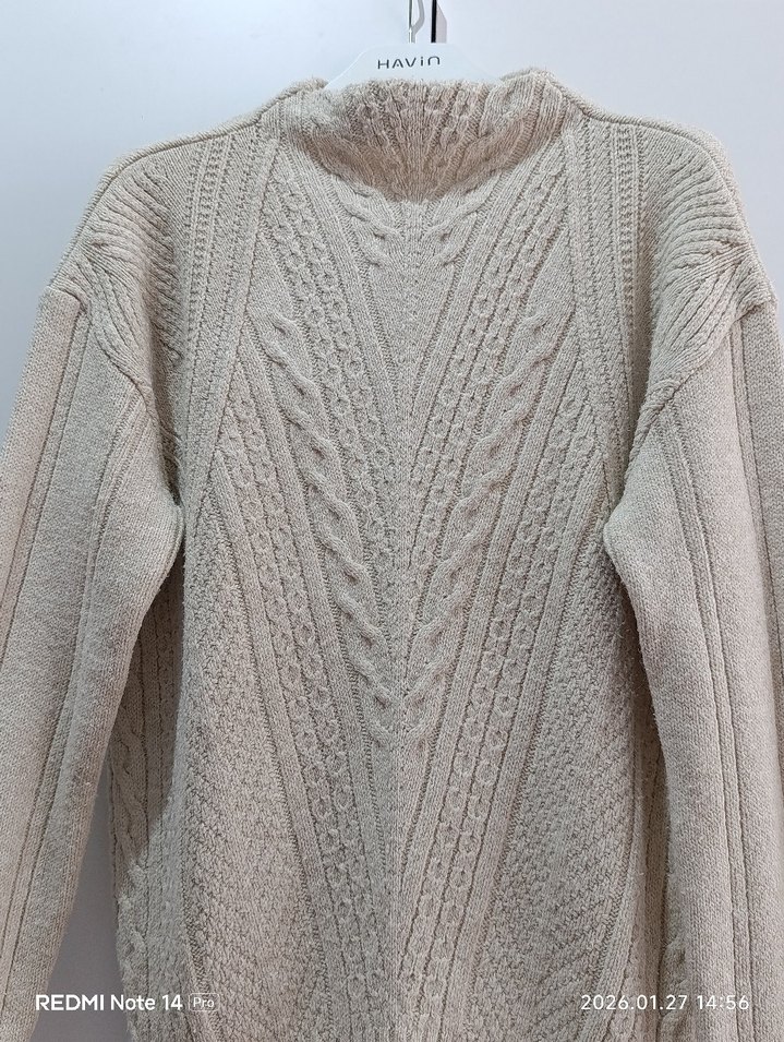 Bej Kadın Triko Kazak Uzun Kollu - Görsel 4