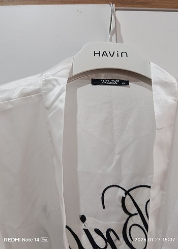 Baskılı Beyaz Midi Kadın Sabahlık - Görsel 3