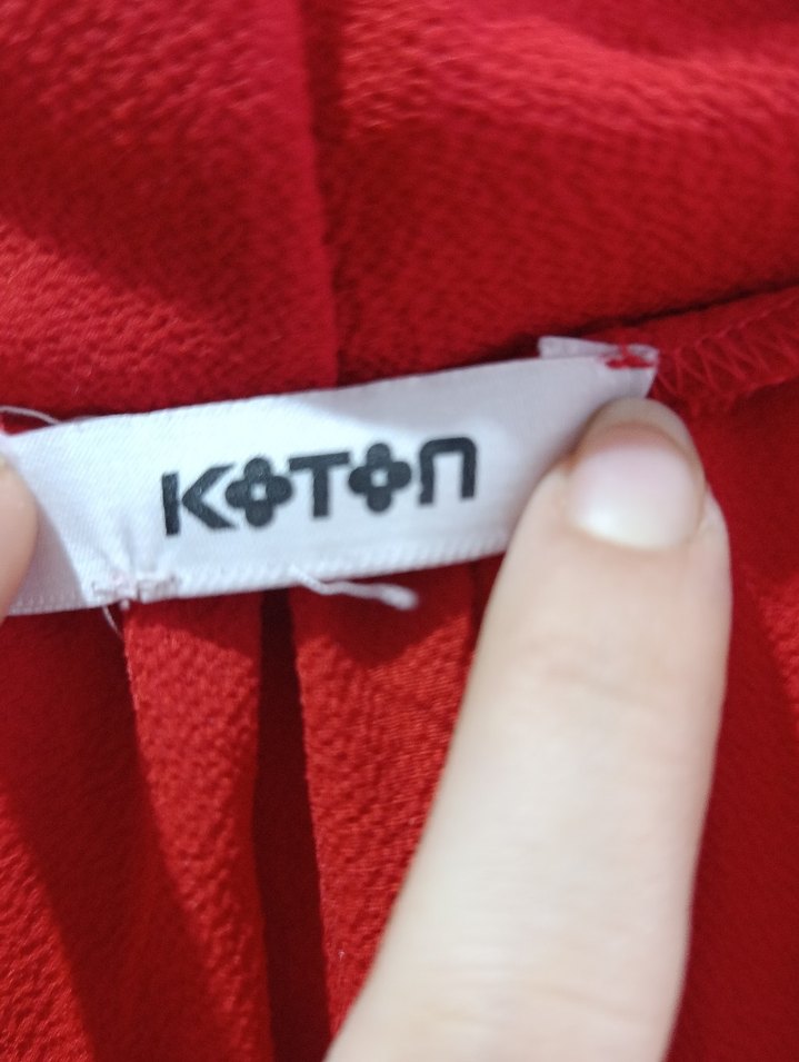 Kırmızı Keten V Yakalı Uzun Elbise - Görsel 4