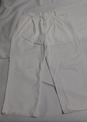 Bej Kadın Keten Rahat Kesim Pantolon - Görsel 3