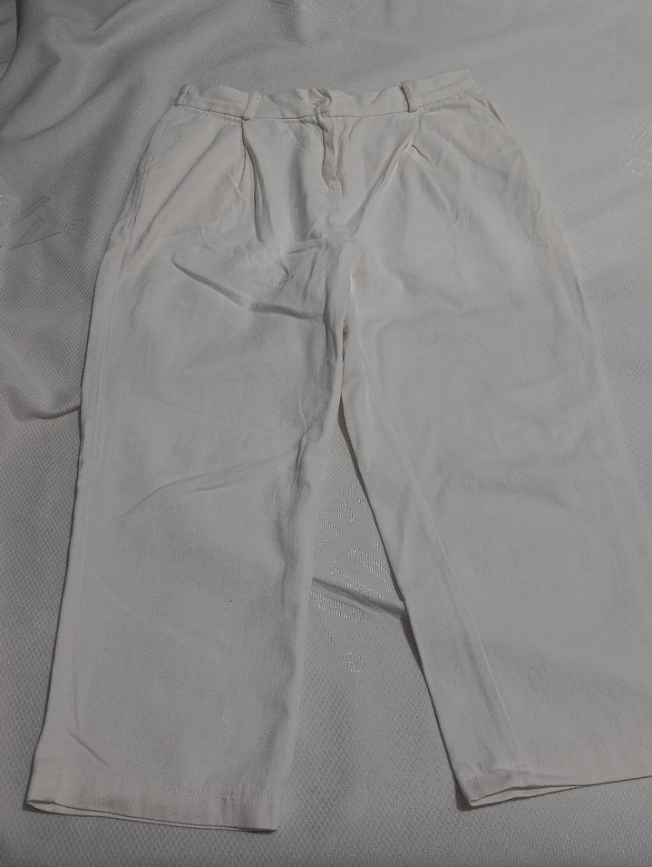 Bej Kadın Keten Rahat Kesim Pantolon - Görsel 3