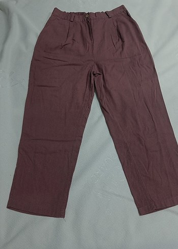 Kadın Kahverengi Keten Salaş Pantolon - Görsel 2