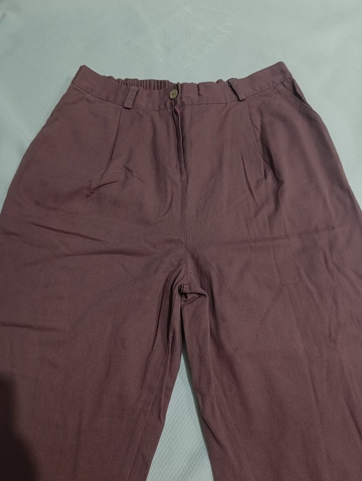 Kadın Kahverengi Keten Salaş Pantolon - Görsel 3