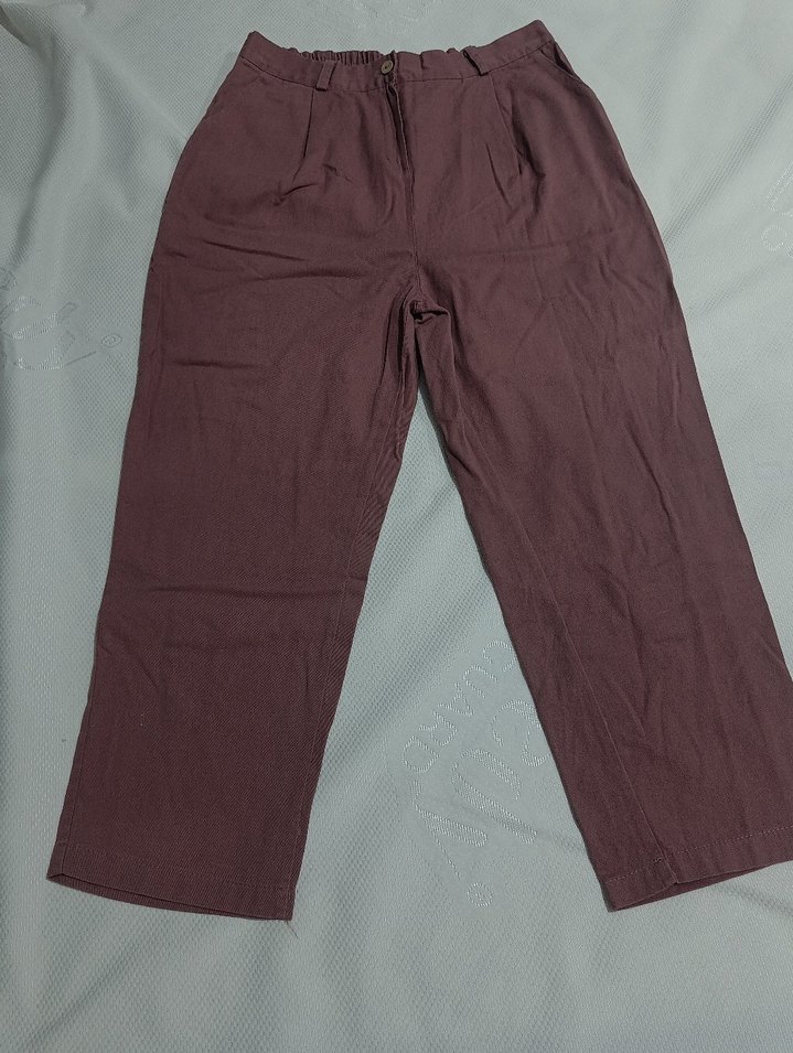 Kadın Kahverengi Keten Salaş Pantolon - Görsel 2