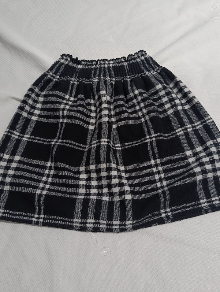 Gri Siyah Ekose Pilili Midi Etek - Görsel 2