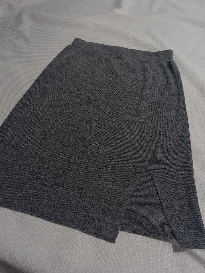 Gri Midi Kadın Etek - Görsel 2