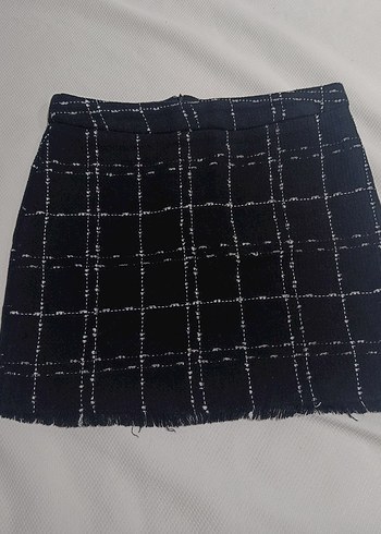 Siyah Ekose Kadın Mini Etek - Görsel 2