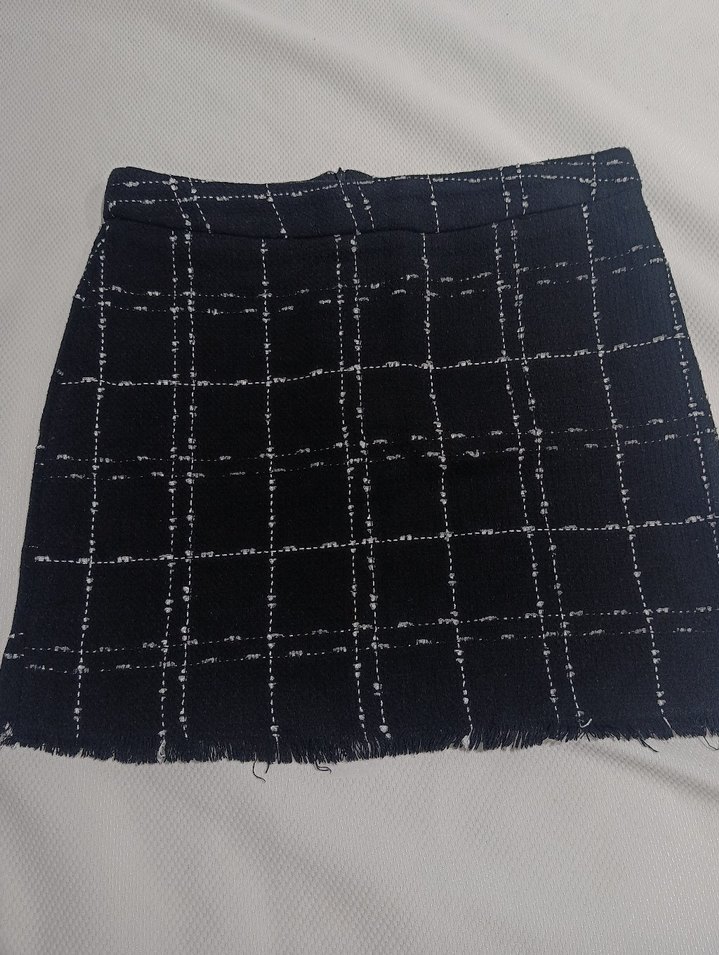 Siyah Ekose Kadın Mini Etek - Görsel 2