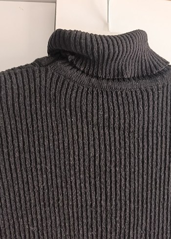 Gri Fitilli Balıkçı Yaka Kadın Triko - Görsel 5