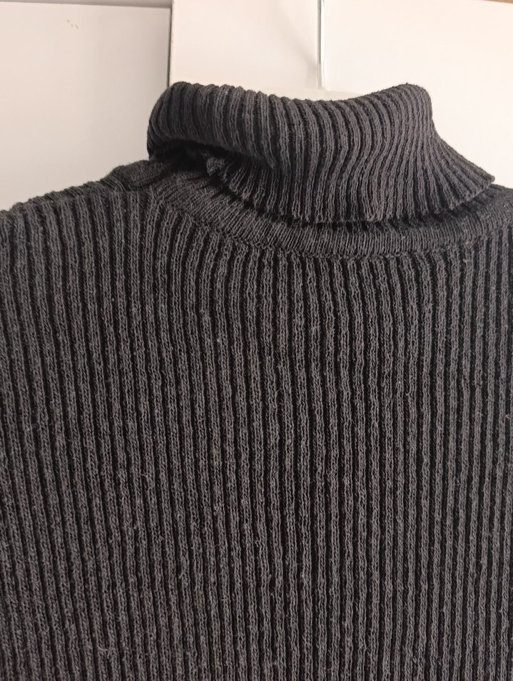 Gri Fitilli Balıkçı Yaka Kadın Triko - Görsel 5