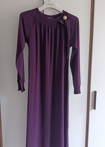 Uzun Kollu Mor Salaş Elbise - Görsel 5