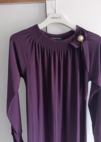 Uzun Kollu Mor Salaş Elbise - Görsel 3