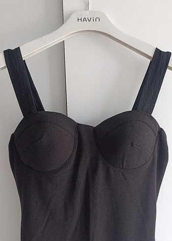 Siyah Strappy Midi Kadın Elbise - Görsel 3