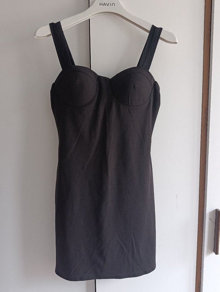 Siyah Strappy Midi Kadın Elbise - Görsel 5