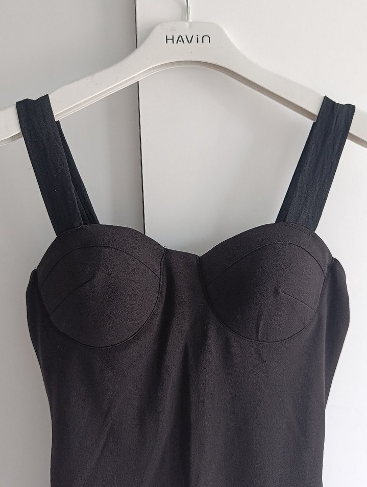 Siyah Strappy Midi Kadın Elbise - Görsel 3