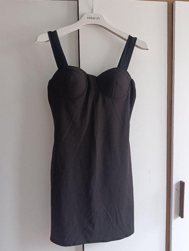 Siyah Strappy Midi Kadın Elbise - Görsel 2