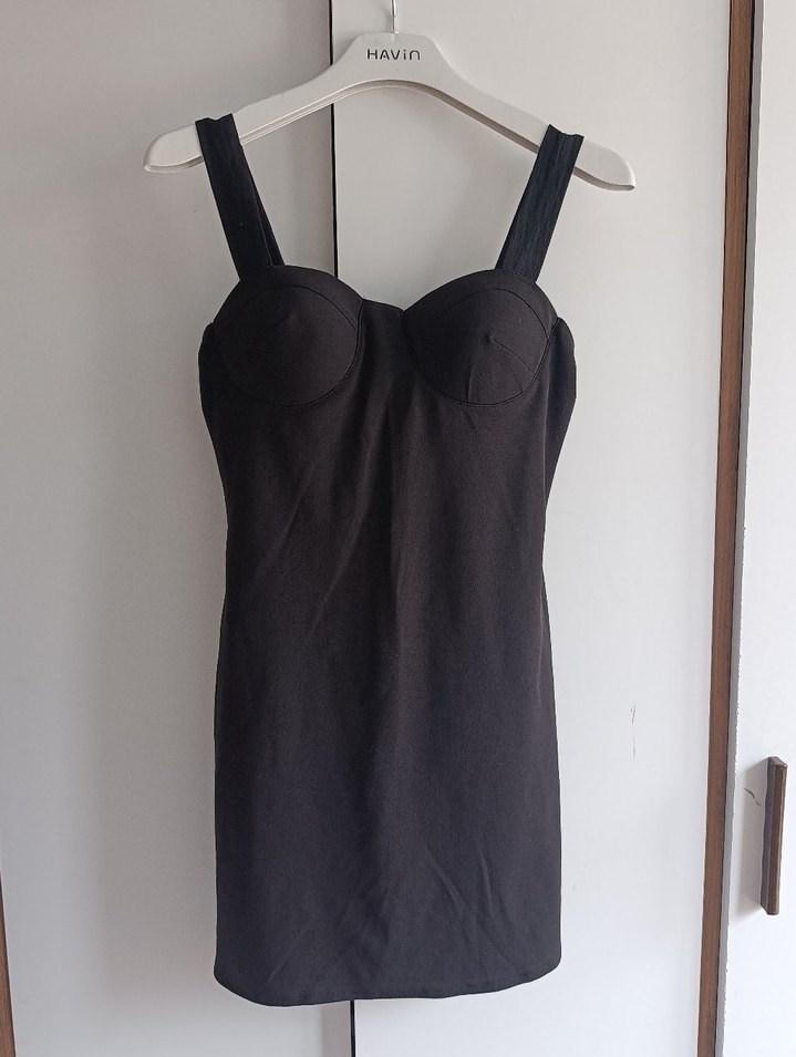 Siyah Strappy Midi Kadın Elbise - Görsel 4