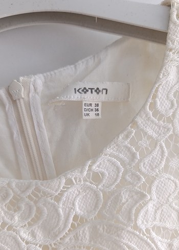 Dantel İşlemeli Beyaz Midi Elbise - Görsel 5