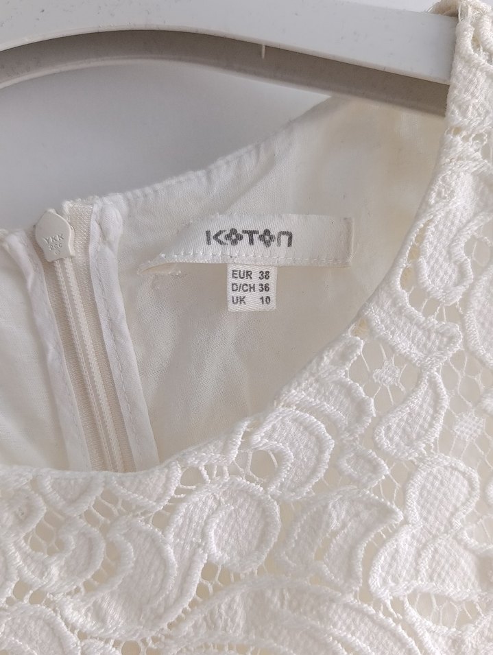 Dantel İşlemeli Beyaz Midi Elbise - Görsel 5