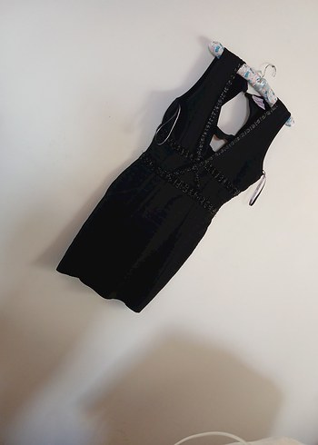 Siyah Nakışlı kısa Siyah Gotik Elbise - Görsel 9