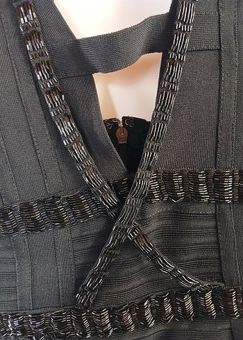 Siyah Nakışlı kısa Siyah Gotik Elbise - Görsel 4