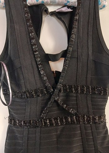 Siyah Nakışlı kısa Siyah Gotik Elbise - Görsel 2