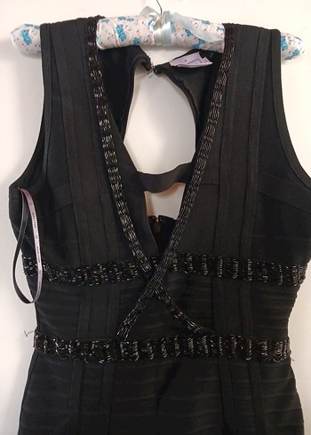 Siyah Nakışlı kısa Siyah Gotik Elbise - Görsel 5