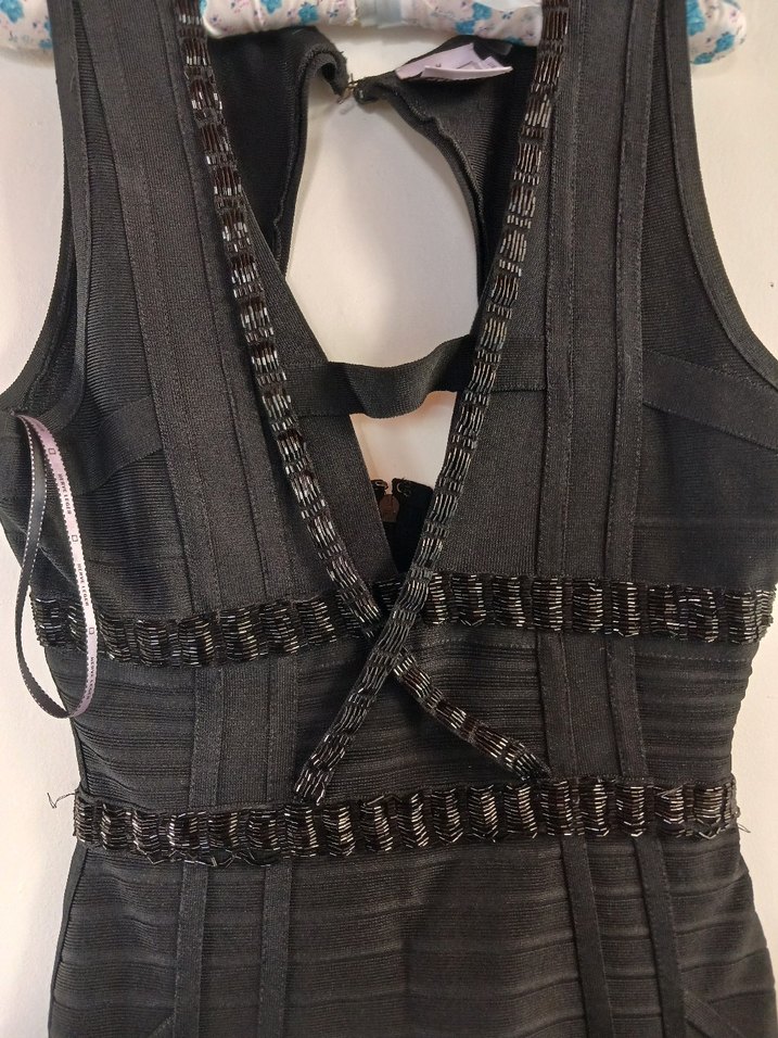 Siyah Nakışlı kısa Siyah Gotik Elbise - Görsel 2