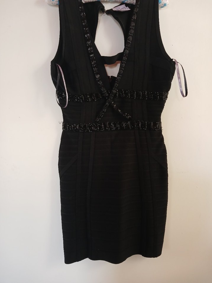 Siyah Nakışlı kısa Siyah Gotik Elbise - Görsel 3