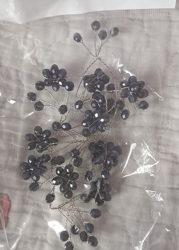 Siyah Cam Boncuklu Kadın Saç Aksesuarı