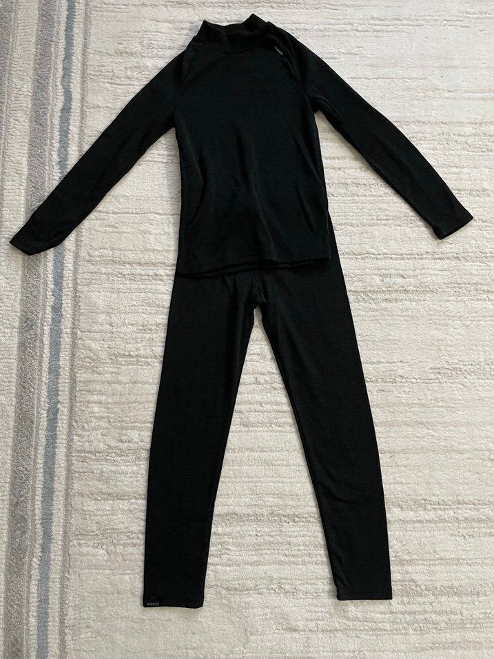 Erkek çocuğu  Siyah Yüksek Yaka Uzun Kollu içlik tayt takımı - Görsel 3