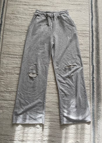 Gri Kadın Kesik Detaylı Salaş Eşofman - Görsel 3