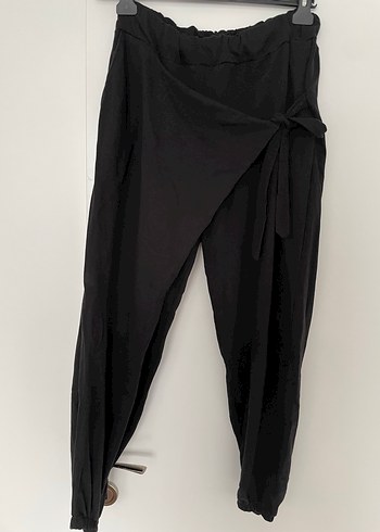 Siyah Beli Kuşaklı Salaş Kadın Pantolon - Görsel 2